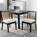 VESCASA Upholstered Dining Chairs with Square Rattan Back, Armless Padded Sherpa Fleece Cushion Dining Chairs with Wood Legs for Dining Room, Kitchen, Set of 6, Black Frame by CozyNest Decor