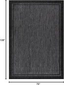CAMILSON Indoor Outdoor Rug, 6x9 Bordered Dark Grey Black Modern Area Rugs for Indoor and Outdoor Patios, Kitchen and Hallway Mats, Washable Porch Deck Outside Carpet (Bordered Black, 6 x 9) by CozyNest Decor
