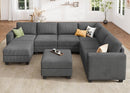 HONBAY Corduroy Sectional Couch with Storage U Shaped Sectional Sofa Modular Sectional Couches for Living Room, Dark Gray by CozyNest Decor