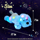 Hopearl LED Musical Stuffed Puppy Lighting Up Singing Plush Dog Adjustable Volume Lullaby Animated Soothe Birthday Festival for Kids Toddler Girls, Blue, 17'' by TinyTreasures Baby Boutique