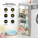 Magnetic Spice Rack for Refrigerator Moveable Magnetic Shelf Organizer with Paper Towel Holder Kitchen Refrigerator Storage Rack Fridge Magnet Organizer,White,3 Packs by CozyNest Decor