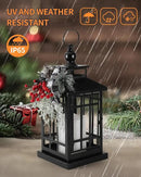 iStatue Metal Black Christmas Lantern with Flameless Candle, 14'' Modern Farmhouse Decor Festive Holiday Rustic Home Gifts for Indoor / Outdoor (Xmas) by CozyNest Decor