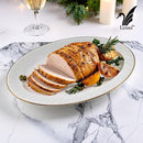 Lynns Paradise Imperial Gold 14-Inch Oval Platter, Set of 2, White; Heavy Duty; Chip Resistant; Lead and Cadmium Free; Freezer to Oven Safe up to 500°F by CozyNest Decor