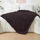 Bigacogo Chunky Knit Throw Blanket for Couch, 40x60 inches, 100% Hand Knitted with Thick Jumbo Chenille Yarn, Cozy Soft Large Rope Knot Cable Crochet Blankets for Sofa Bed Living Room, Chocolate by CozyNest Decor