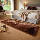 AMTOVO Faux Fur Rug, Coffee Ultra Soft Fluffy Shag Sheepskin Rug, 2 x 6 ft Runner Area Rugs for Bedroom Sofa Throw Cushion Room Decor, Rectangle by CozyNest Decor