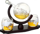 Whiskey Globe Decanter Set with 2 Etched Globe Glasses in Gift Box - Home Bar Accessories for Liquor, Whiskey, Brandy, Gin, Rum, Tequila, Vodka, and Brandy by CozyNest Decor