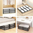 Bamboo Under Bed Storage Containers- Underbed Organizer with Wheels with Large Dust Bag,Sturdy Wood Rolling Under the Bed Shoe Storage Organizer Drawer 2 Packs (Black, Long) by CozyNest Decor
