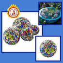 Pond Float. Handmade Blown Glass, Garden Gazing Ball, Table Centerpiece, Assorted sizes available. Home and Patio Decor. Artist Dehanna Jones. Seattle, WA. (White Rainbow MM) by GreenHaven Gardens