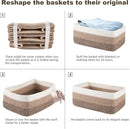 3 Pack Small Storage Baskets for Organizing, Cute Woven Decorative Gift Baskets for Shelves, Mini Closet Organizer Bins with Handles-13''Lx8.66''Wx5.11''H-Brown White by CozyNest Decor
