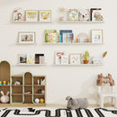 Picture Ledge Shelf, Solid Pine Wood Floating Shelves Set of 2, 24 Inches Nursery Book Shelves for Toys Storage, Kids Bookshelf Wall Mounted for Living Room Bedroom Decor Books Photo Frames, White by TinyTreasures Baby Boutique