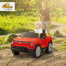Qaba 12V Kids Ride on Truck, Chevrolet Silverado EV RST Licensed Electric Car with Parent Remote Control, Back Storage, Spring Suspension, Soft Start, Auxiliary Wheels, LED Lights, Music, MP3, Red by TinyTreasures Baby Boutique