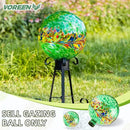 VOREEN 10-Inch Glass Gazing Ball, Outdoor Gazing Globe, Reflective Ball Yard Decoration for Homes, Patio, Lawn and Gardens, Gift for Mom Wife Friend, Phoenix Tail Design, Green by CozyNest Decor