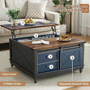 31.5" Lift Top Coffee Table with Storage, Farmhouse Coffee Tables for Living Room, Square Coffee Table with Large Hidden Storage Compartment, 2 Drawers & Removable Shelves, Black by CozyNest Decor