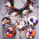 20-Inch Halloween Wreath - Handmade Orange & Black Berry Wreath with Adorable Mini Ghosts, Spooky Front Door Decor for Halloween Party by CozyNest Decor