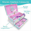 The Memory Building Company Unicorn Musical Jewelry Box, Classic Melody Storage Organizer Kids Ages 6-12, Wood Construction w/ 2 Compartments by TinyTreasures Baby Boutique
