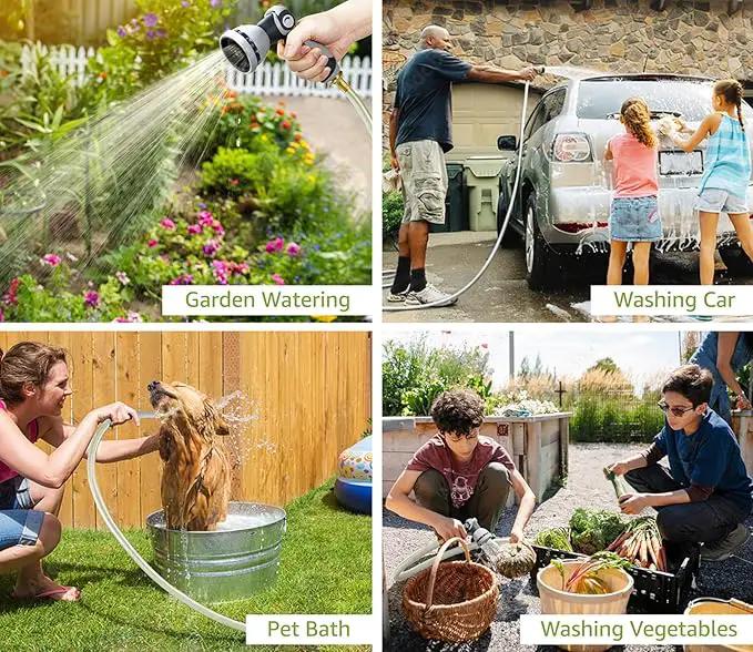 Tuyeho Retractable Garden Hose Reel 5/8" x 90 ft, Wall Mount Water Hose Reels with Automatic Slow Rewind System, Outdoor Hoses Reel with 2 Hose Nozzles for Garden Watering, Car Wash, Pet Shower, photo 8 of 9
