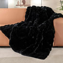 Faux Fur Black Thick Soft Throw Blanket 60X80 for Bed Couch Gift Office Chair Bunny Faux Rabbit Fur Blanket Decorative Warm Throw Blanket 860 GSM by CozyNest Decor