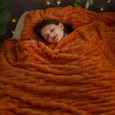 NEWCOSPLAY Super Soft Fall Queen Blanket Orange Premium Silky Flannel Fleece 3D Ribbed Jacquard Lightweight Bed Blanket All Season Use (Orange Ribbed, Queen(90"x90")) by CozyNest Decor