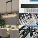 Crystal Chandeliers for Dining Room Light Fixtures Over Table，18-Lights Black Modern Rectangle Chandeliers for Kitchen Island Bar L46 Inch by CozyNest Decor