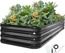 5-in-1 Adjustable Raised Garden Bed Kit | Galvanized Planter Boxes for Vegetables, Flowers | 12" Tall, Multiple Sizes (8x3x1ft, 9x2x1ft, 10x1x1ft, 6x5x1ft, 7x4x1ft) | Outdoor Metal Raised Bed, Grey by CozyNest Decor