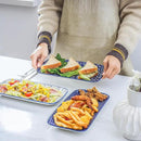 Selamica Ceramic Serving Platters, 12 Inch Serving Trays for Party Entertaining, Large Rectangular Serving Plates for Food, Set of 6, Vintage Blue by CozyNest Decor