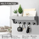 Rebee Vision Decorative Key Holder for Wall - Modern Farmhouse Wall Mount Mail Organizer Keys Hanger with Floating Shelf, 5 Rustic Key Hooks for Entryway Home Decor (Gray) by CozyNest Decor