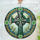 St Patricks Day Decorations - Irish Gifts for Men Women Friends Family, St Patricks Day Accessories, Celtic Cross Home Decor - Double Layered Hanging Suncatcher 12 in by GreenHaven Gardens