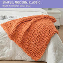 Bigacogo Chunky Knit Throw Blanket for Couch, 40x40 inches, 100% Hand Knitted with Thick Jumbo Chenille Yarn, Cozy Soft Large Rope Knot Cable Crochet Blankets for Sofa Bed Living Room, Terracotta by CozyNest Decor