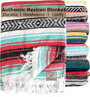 Del Mex Classic Mexican Blanket, Large Authentic Woven Falsa Throw (70"x50"), Artisan Southwest Décor for Beach, Yoga, Outdoors (Pink/Mint) by CozyNest Decor