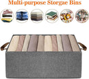 10 Pack Large Capacity Storage Bins, 25L Fabric Closet Organizer With Handles, Collapsible Baskets for Shelves, Clothing, Sheets, Books, Toys (Gray) by TinyTreasures Baby Boutique