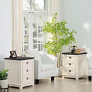 Farmhouse Night Stand Set of 2, 18" End Table with 3 Drawer Metal Handle, Dresser for Bedroom, Sofa Bed Side Table Chest of Drawers,Wood Nightstand Cabinet for Organizer, Living Room-White by CozyNest Decor