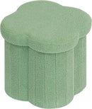 B FSOBEIIALEO Storage Ottoman Cube, Flowers Shaped Ottomans with Storage Foot Stool Footrest, Boucle Ottoman Seat for Dorm Room, Faux Teddy Fur, Green 15"x15"x15" by CozyNest Decor