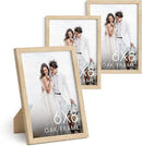 HAUS AND HUES 6x8 Natural Oak Wooden Picture Frame - Set of 3 6x8 Poster Frame - Premium Oak, Vertical Hang, Shatterproof Plexiglass - Ideal for Home, Room, Office (6x8-inch, Natural, Set of 3) by CozyNest Decor