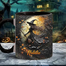 Personalized Witch Accent Cup - Halloween Coffee Mug With Names for Women, Custom Witchy Gift for Her and Girls by TinyTreasures Baby Boutique