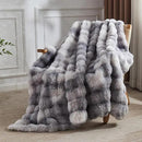 Lotus Karen Queen Size Faux Fur Blanket Tie-Dye Gray - Big Bubble Rabbit Fluff Throw for Bed Large Fluffy Fuzzy Cozy Thick Furry Plush Shaggy Blankets for Men 90x90 Inches by CozyNest Decor
