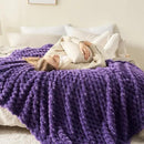 NEWCOSPLAY Super Soft Throw Blanket Purple Premium Silky Flannel Fleece 3D Clouds Stylish Jacquard Lightweight Bed Blanket All Season Use 350GSM (Purple, Throw(50"x60")) by CozyNest Decor