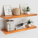 Honey Oak Brown Floating Wall Shelves 24 Inches Long x 8”x 1.4” Wooden Shelf Floating Rustic Farmhouse Decor, Heavy Duty Shelf Hold 60 lbs, Wall Shelves for Bathroom Living Room Kitchen Bedroom Office by CozyNest Decor