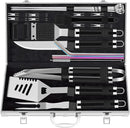 ROMANTICIST 25pcs Extra Thick BBQ Grill Accessories, Fathers Day Grilling Gifts Set for Men Dad, Heavy Duty Grill Tools Utensils Kit with Spatula, Tongs in Aluminum Case for Birthday Black by GreenHaven Gardens