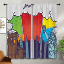 City Rod Pocket Blackout Curtains for Boy Girl Bedroom, Pop Art Style New York Cityscape Thermal Insulated Home Window Drapes for Living Room Darkening, 42x45 inch by TinyTreasures Baby Boutique