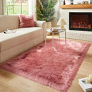AMTOVO Faux Fur Sheepskin Rug for Living Room, 4 x 6 ft Blush Pink Fluffy Area Rug for Bedroom, Playroom, Luxury Room Decor, Rectangle by CozyNest Decor