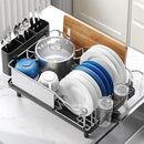 Stainless Steel Dish Drying Rack - Large Capcity 304 Grade Dish Drainer for Kitchen Counter with Drain Board, Utensil Holder & Detachable Cup Shelf, Rustproof Multifunctional Organizer by CozyNest Decor