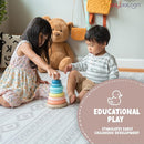 Play Platoon Wooden Rainbow Stacking Toy Ring Stacker, Educational Interactive Learning Toys, Create Stacks of Circles for Kids, Babies, Toddlers and Children by TinyTreasures Baby Boutique