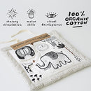 Wee Gallery Safari Activity Pad Organic Baby Play Mat with Sensory Toys, High Contrast Newborn Essentials Soft Tummy Time Mat for Babies 0-12 Months, Visual and Motor Skill Development Toy by TinyTreasures Baby Boutique