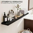 24 Inch Floating Shelves, 8 Inch Deep Floating Shelves for Wall, Hanging Shelf with Invisible Brackets, Deep Shelves for Bathroom, Bedroom, Living Room, Black, Set of 2 by CozyNest Decor