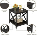 ChooChoo End Table, 24 Inch End Table with 2-Tier Storage Shelf, Side Table for Living Room, Wood Nightstand for Bedroom, Office, Painted Surface, Black by CozyNest Decor