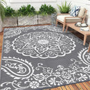Pauwer Waterproof Outdoor Rug 8x10, Reversible Plastic Straw Patio Camping Rug, Indoor Outdoor RV Mat Carpet for Deck, Camper, Porch, Balcony, Backyard, Picnic, Boho Grey by GreenHaven Gardens