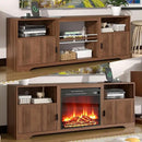 Fireplace TV Stand for Television up to 80 Inch,Entertainment Center with Adjustable Shelf,Mid-Century Modern Fluted TV Stand with 23" Electric Fireplace,Media Console for Living Room,Bedroom by CozyNest Decor