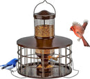 Upgraded Squirrel Proof Bird Feeders, 3Lbs Capacity Caged Bird Feeder, Innovative DIY Starling-Proof, Flexible Adjustment of Grille Size, Caged Seed Tube Feeders Outside Hanging(Copper) by CozyNest Decor