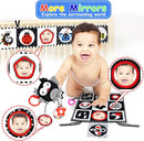 KUANGO Black and White High Contrast Baby Toys 0-6 Months with Mirror, Crinkle and Rattles, Soft Baby Toys for Brain Development Montessori Sensory Tummy Time Newborn Infant for 0 3 6 9 Months Old by TinyTreasures Baby Boutique