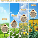 Mason Bee House for Garden, Natural Wooden Bee Habitat with Metal Ground Stake, Attracts Pollinators, Improve Garden Productivity, Outdoor Decoration by GreenHaven Gardens